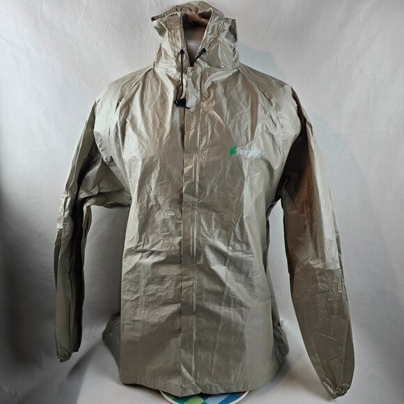 Frogg Toggs Jacket Mens Medium Large Beige Hooded Waterproof Rain Shell Light - Picture 1 of 10